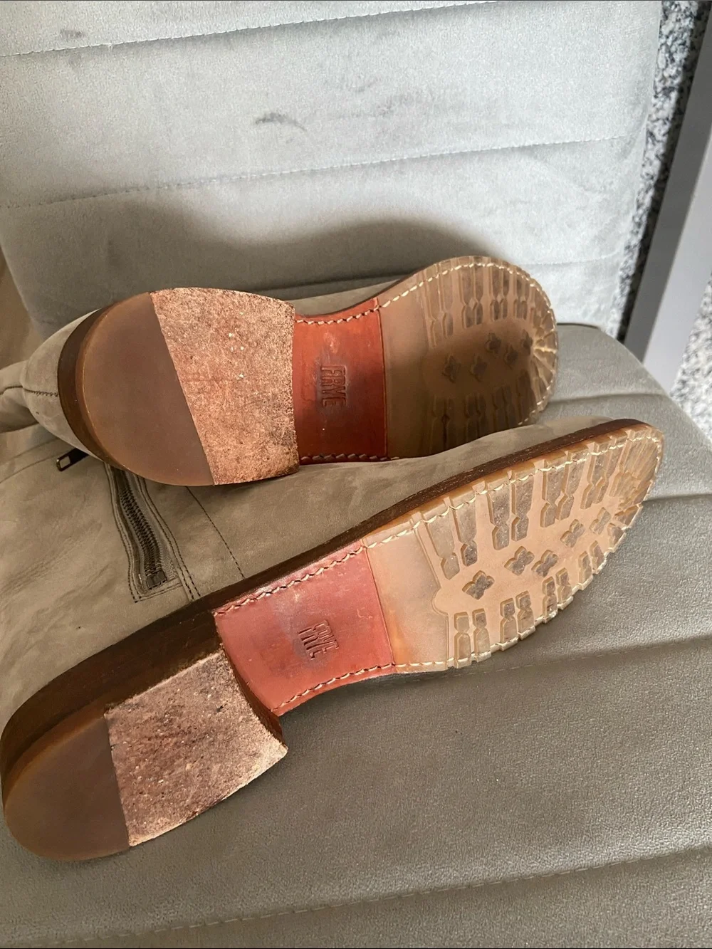 Frye Natalie Light Beige Suede Chukka Boots with 2 Side Zip